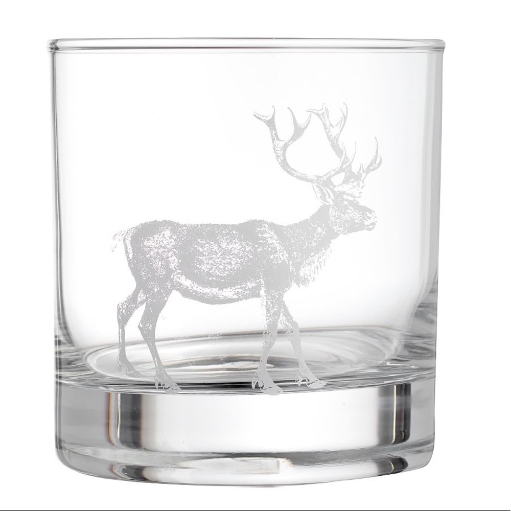 Pottery Barn Wilderness Cabin Stag Double Old Fashioned Glasses - Set Of 4 - Picture 4 of 16